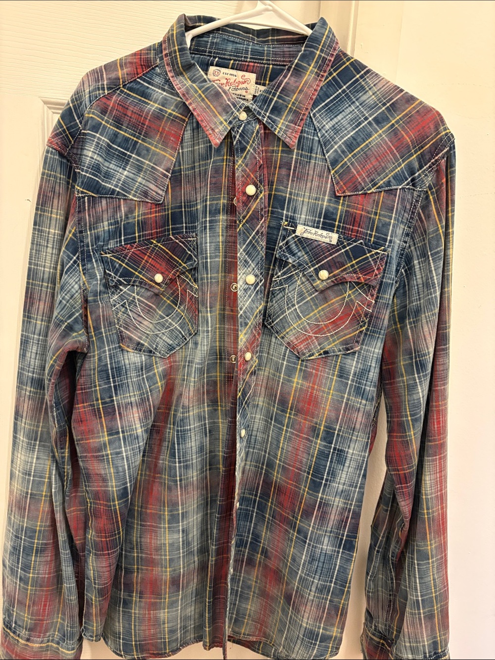 True Religion Multi‑Color Plaid Western Button‑Down Shirt